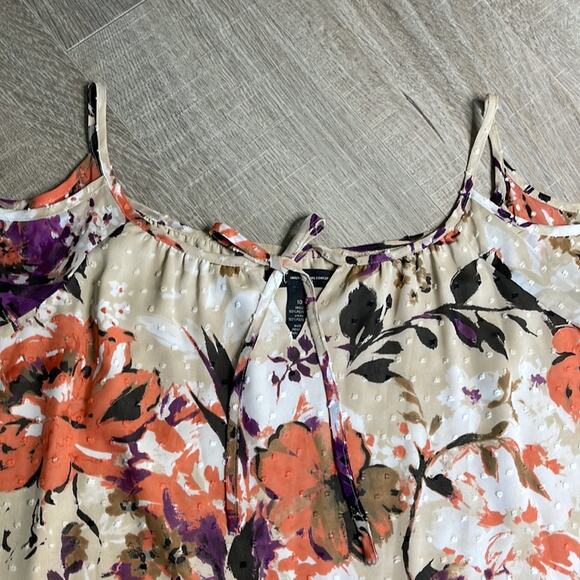 INC Floral Cream Purple Cold Shoulder Long Bell Sleeve Blouse Women’s - Picture 5 of 11